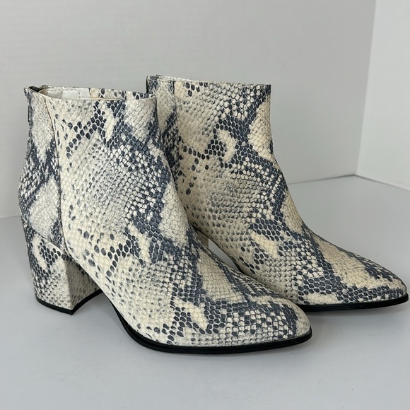 Steve Madden Jillian Leather Snakeskin Heeled Ankle Boots Size 8 - Picture 4 of 12